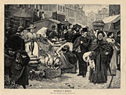 Allis shad market in Düsseldorf around 1900