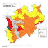 Vergleich Niedrigwassersituation in NRW während des Dürrejahres 2018 Ende Oktober 2018 (KW 43)