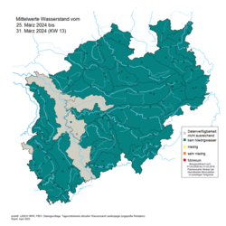 Betrachtung der Gewässersituation hinsichtlich Niedrigwasser Ende März (Stand: 13.KW 2024)