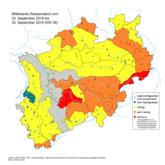 Vergleich Niedrigwassersituation in NRW während des Dürrejahres 2018 Ende September 2018 (KW 39)