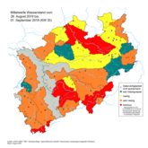 Vergleich Niedrigwassersituation in NRW nach dem Dürrejahr 2018 Ende August 2019 (KW 35)