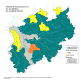 Vergleich Niedrigwassersituation in NRW zum Ende des Dürrejahres 2018 Ende Mai 2019 (KW 22)