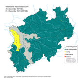 Vergleich Niedrigwassersituation in NRW nach dem Dürrejahr 2018 Ende November 2019 (KW 48)