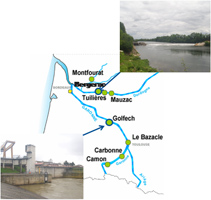 Querbauwerke in Garonne und Dordogne