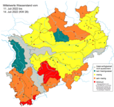 Vergleich zum Vormonat; Niedrigwassersituation in NRW (KW 28 14.7.2022)