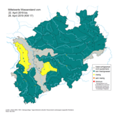 Vergleich Niedrigwassersituation in NRW zum Ende des Dürrejahres 2018 Ende April 2019