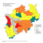 Vergleich Niedrigwassersituation in NRW nach dem Dürrejahr 2018 Ende Juli 2019 (KW 30)