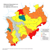 Vergleich Niedrigwassersituation in NRW während des Dürrejahres 2018 Ende August 2018 (KW 35)