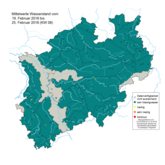 Vergleich Niedrigwassersituation in NRW zu Beginn des Dürrejahres 2018, Ende Februar 2018, (KW 08)