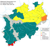Niedrigwassersituation in NRW zum Monatswechsel September- Oktober 2022 (KW 39)