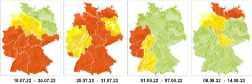 4-Wochen-Trendprognose 18.7-14.8.22 des Deutschen Wetterdienstes vom 15.7.22