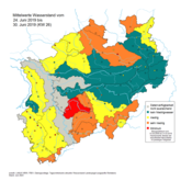 Vergleich Niedrigwassersituation in NRW zum Ende des Dürrejahres 2018 Ende Juni 2019 (KW 26)