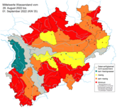 Grafik: Aktuelle Niedrigwassersituation in NRW (KW 35 1.9.2022)
