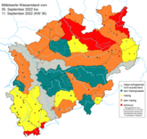 Niedrigwassersituation in NRW zum Monatsanfang September 2022 (KW 36)