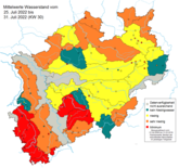Grafik: Vergleich Vormonat Niedrigwassersituation in NRW (KW 30 31.7.2022)